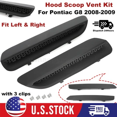 For 2008-2009 Pontiac G8 GT GXP Hood Scoops Grilles Air Vent with Clips LH + RH Foto 1 de 4