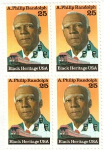 A. PHILLIP RANDOLPH--Blocco di 4 francobolli da collezione--SPEDIZIONE GRATUITA - Foto 1 di 1