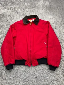 Chaqueta De Colección Carhartt Detroit Hombres Mediana Santa Fe Roja Motociclista Edredón Forrado EE. UU. JQ160 - Imagen 1 de 10