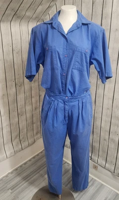 Mono Vintage Diane Von Furstenberg Azul Algodón Talla 8 Cintura Elástica Una Pieza Foto 1 de 4