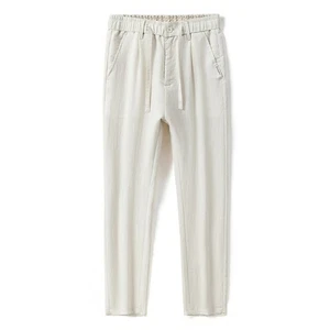 Nuevos Pantalones Informales Sueltos de Lino Puro de Verano para Hombres Pantalones Rectos Ajustados - Imagen 1 de 19