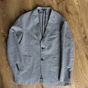 Men's Paul Betenly Coat Blue Seersucker 98% Cotten Leomaster Fabric  Size 44R - Picture 1 of 23