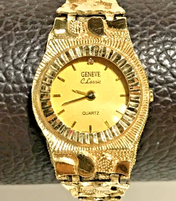 Vintage Geneve Classic Quartz 14K Solid Yellow Gold Nugget Ladies Dress Watch - Image 1 of 4