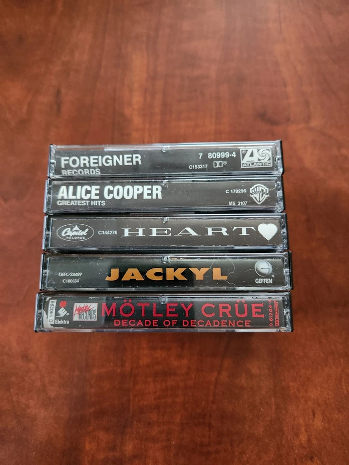Classic Rock cassette lot Motley Crue/Cooper/Jackyl/Heart/Foreigner - Image 1 of 2