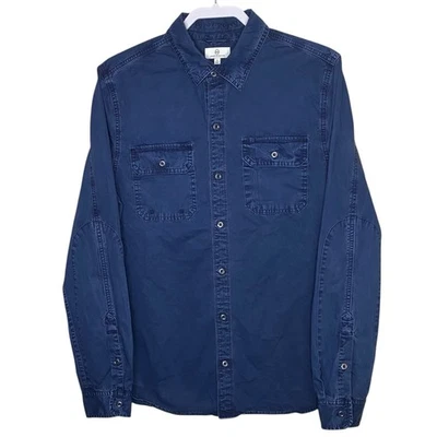 Camisa utilitária masculina AG Adriano Goldschmied Benning M azul marinho trabalho NOVO - Imagem 1 de 4