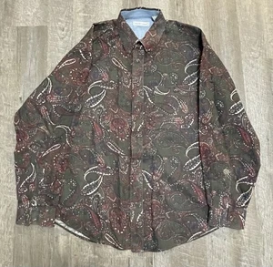 VINTAGE 90s Bugle Boy Co Button-Down Shirt Paisley Western Dress Shirt X-Large - Bild 1 von 5