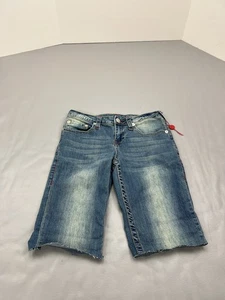 True Religion Shorts Boys 14 Denim Slim Straight Distressed Cut Off Raw Edge - Picture 1 of 12