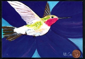 Hummingbird Purple Flower *POEM ON BACK* Birthday Greeting Card NEW W/ TRACKING - Picture 1 of 2