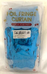 2 -Wavy Tinsel Foil Fringe Curtains Teal Blue - Picture 1 of 1