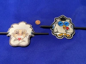 Lot 2 Hair Stick Barrettes EINSTEIN + TOOTSIE Roll OWL cute humor Free shipping - Picture 1 of 3