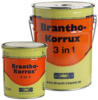 BRANTH CHEMIE Brantho-Korrux 3in1 Lack in 750ml / 5 L - Rostschutzfarbe Grundierung Maschinen