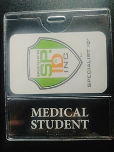 Neu MEDIZINSTUDENT horizontales Abzeichen Buddy SCHWARZER Rand überhängendes Etikett Ausweis - Bild 1 von 4