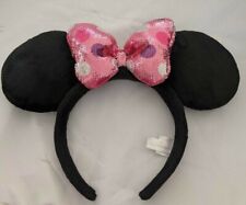 Japan Tokyo Disney Resot TDR TDS Minnie Mouse Headband Pink Sequins HairBand
