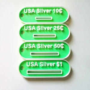 ARGENTO Coin Tester (Dollaro USA, metà, quarto, centesimo, Morgan, pace, Franklin) - Foto 1 di 6