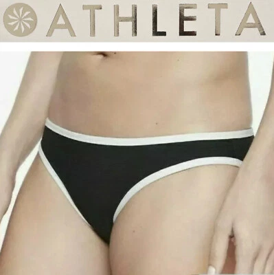 Athleta Bikini Swimsuit Bottom Bound Black White Mid Rise Women Sz M NWT $49 - Image 1 of 4