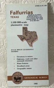 1985 Falfurrias Texas Map USGS 1:100 000-Scale Planimetric Foldout Vintage - Picture 1 of 23