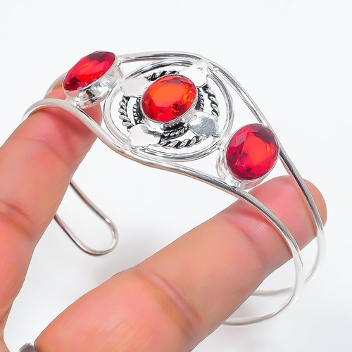 VALENTINO Bracciale regolabile in argento sterling 925 fatto a mano con pietre preziose granato rosso