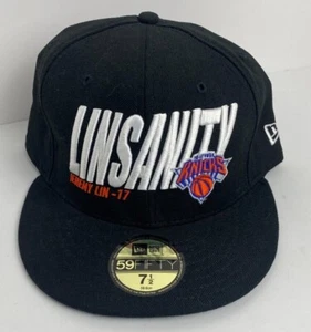 New York Knicks LINSANITY Jeremy Lin 17 New Era Black NBA Cap Size 7.5 59Fifty - Picture 1 of 5