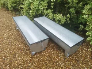 2X Trough Vintage Style Grey Zinc Galvanised Metal Garden Planter FlowerTub 95cm - Picture 1 of 4
