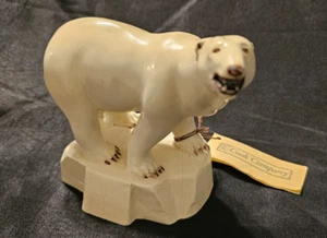 Cultured Ivory Polar Bear Carving Sculpture by Cook Company USA - Picture 1 of 7