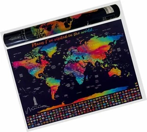 Scratch Off Map of The World - Scratch Map with Scratching Tool and Top Notch... - Picture 1 of 9