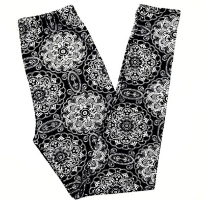 Leggings Buttery Soft Navidad Copo de Nieve Talla Única S M L Vacaciones Nieve Negro OS Foto 1 de 3
