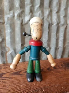 1930s Popeye the Sailor Man Wood Figure Figural Toy Wooden Cartoon Spinach Boat - Picture 1 of 11