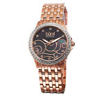 Women's Burgi BUR081RG Swiss Diamond MOP Wave Pattern Rose-tone Bracelet Watch
