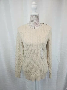 Maglione Charter Club maglia cavo panna 0X macchia oro nuovo - Foto 1 di 7