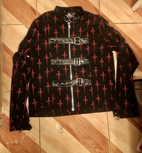 Lip Service Black Red Skull Dagger Straight Jacket Medium (VINTAGE & RARE) - Picture 1 of 7