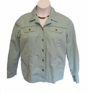 Jean Jacket Size 14 XL Casual Cotton Alfred Dunner Pockets Layer Seafoam Aqua - Picture 1 of 6