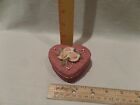 Vintage 1993 "Dezine" Heart Shaped Victorian Pink Shade Trinket Box / Roses