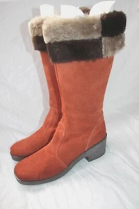 Verdaderas botas altas Yodelers vintage años 70 7M boho gamuza óxido imitación piel ribete sherpa  - Imagen 1 de 7
