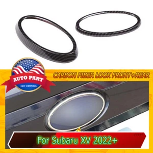 Carbon Fiber For 2022+ Subaru XV Front Rear Car Logo Emblem Badge Ring Cover ABS - Picture 1 of 7