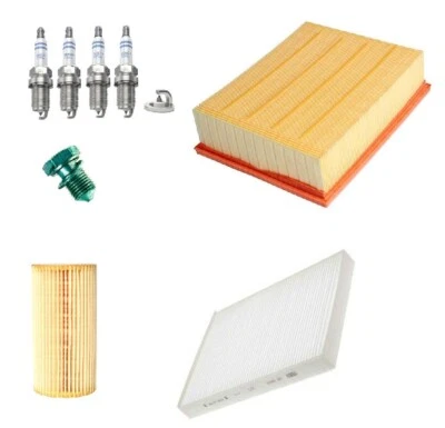 Audi Service Kit For A4 B7 2.0 TFSI Bosch Air Oil Pollen Filter Spark Plugs Sump - Image 1 of 4