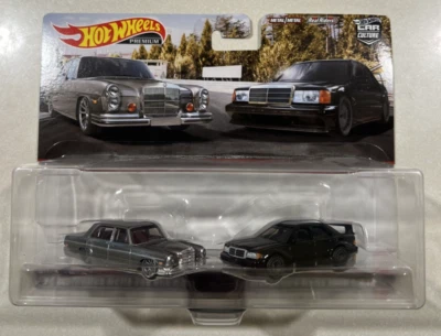 Hot Wheels Car Culture Premium 2 Pack Mercedes-Benz 190 E 2.5-16  & 280 SEL 4.5 - Image 1 of 2