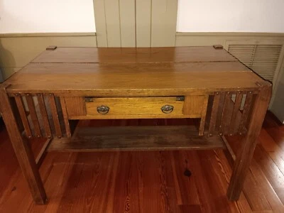 Escritorio antiguo escritorio biblioteca - roble misión - estilo artesano - década de 1890-1910 - solo recogida Foto 1 de 4