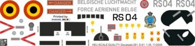 Decals 281 Sikorsky S-61 Sea King Force Aerienne Belge RS04 - Bild 1 von 2