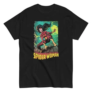 Spider Woman Animated T Shirt Mens Licensed Marvel Comic Avengers Tee New Black - Picture 1 of 2