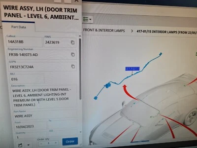ford mustang ambient wiring l/h door - Image 1 of 2