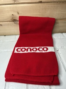 Conoco Oil Company Vintage Scarf Advertising Spellout Logo 58”x7" Red and White - Picture 1 of 8