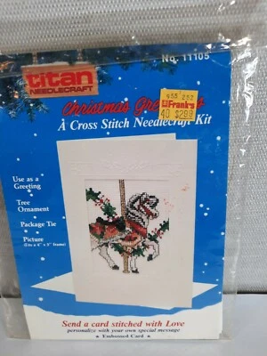 Titan Needlecraft A Cross Stitch Needlecraft Kit Navidad Carrusel Caballo Tarjeta Foto 1 de 4
