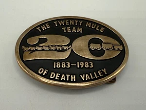 ANACORTES BRASS WORKS THE 20 TWENTY MULE TEAM OF DEATH VALLEY 1883-1983 BUCKLE - Picture 1 of 7