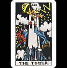 Tarot Card Metal Sign 8X12 Tower Waite Smith Deck Fire Lightning Strike Men Fall