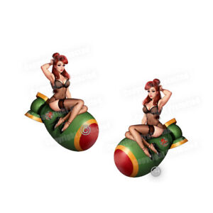 Atomic Pin Up Girl Nose Art Stickers Sexy Vintage Truck Bomb WWII Decals C36003