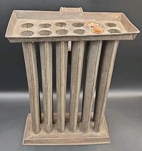 Vintage 12 TUBE, 10 in. tall Metal Candle Mold w/ Tapered ends, very primitive - Picture 1 of 5