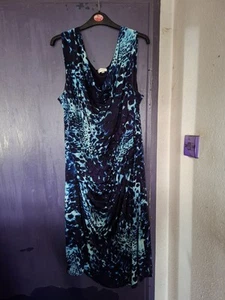 KALIKO LILA BLAU GEMUSTERTES STRETCH BLEISTIFTKLEID..GR. 20 - Bild 1 von 3