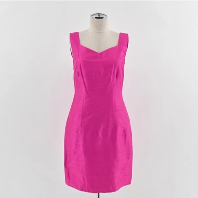Vtg 80s JS Collections Silk Cocktail Dress Size S Pink Sleeveless Feminine Party - Image 1 of 4