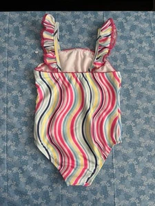 4T Toddler Baby Girl Pink Blue Green Stripe Swimsuit One Piece Bathing Suit - Picture 1 of 1