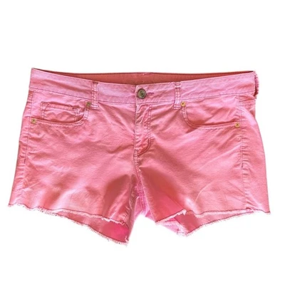 Shorts American Eagle rosa quente veludo corte elástico tamanho 14  - Imagem 1 de 4